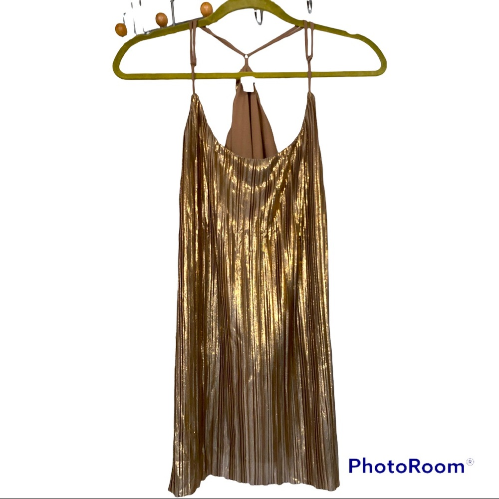 Good Lamè pleated trapeze top with lining| Sz XL
